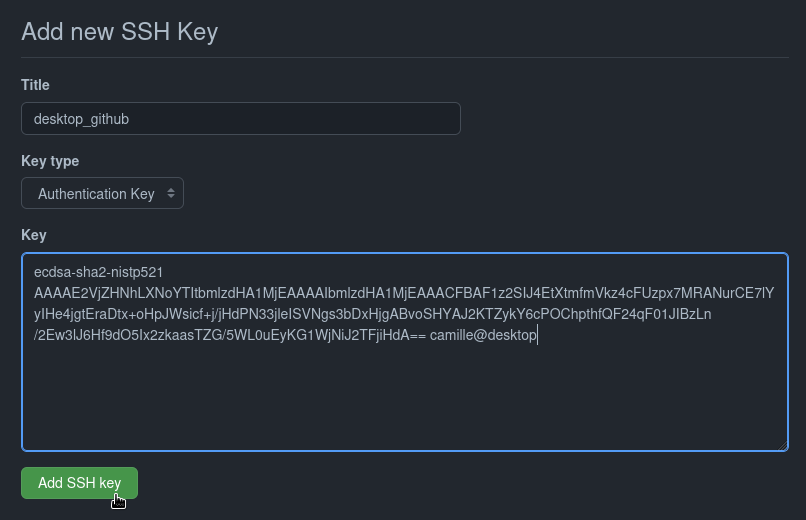 Ajouter une nouvelle clé SSH